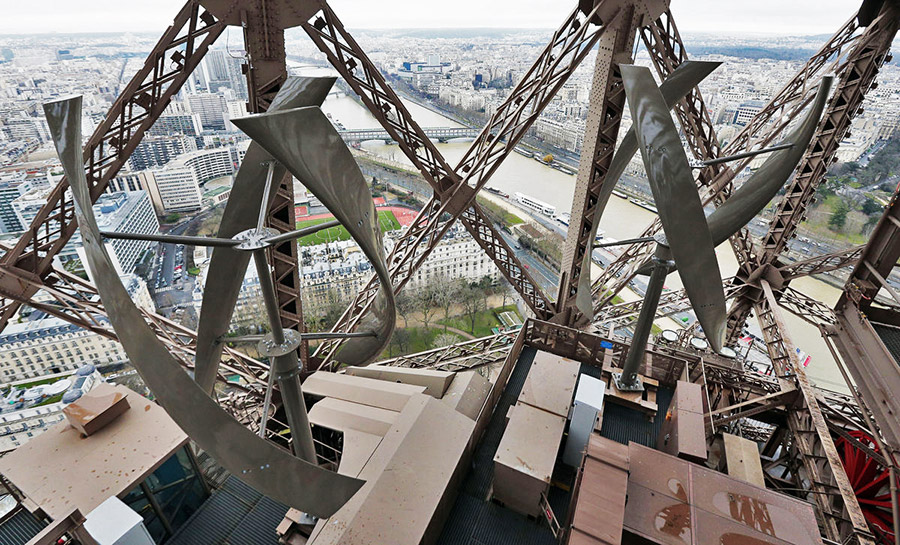 The wind turbines on the Eiffel&nbsp;tower